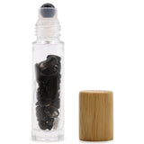 Frasco Roll-on para Óleos Essenciais com pedras - Turmalina preta - Atelier do Sabão