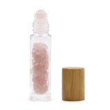 Frasco Roll-on para Óleos Essenciais com pedras - Quartzo Rosa - Atelier do Sabão