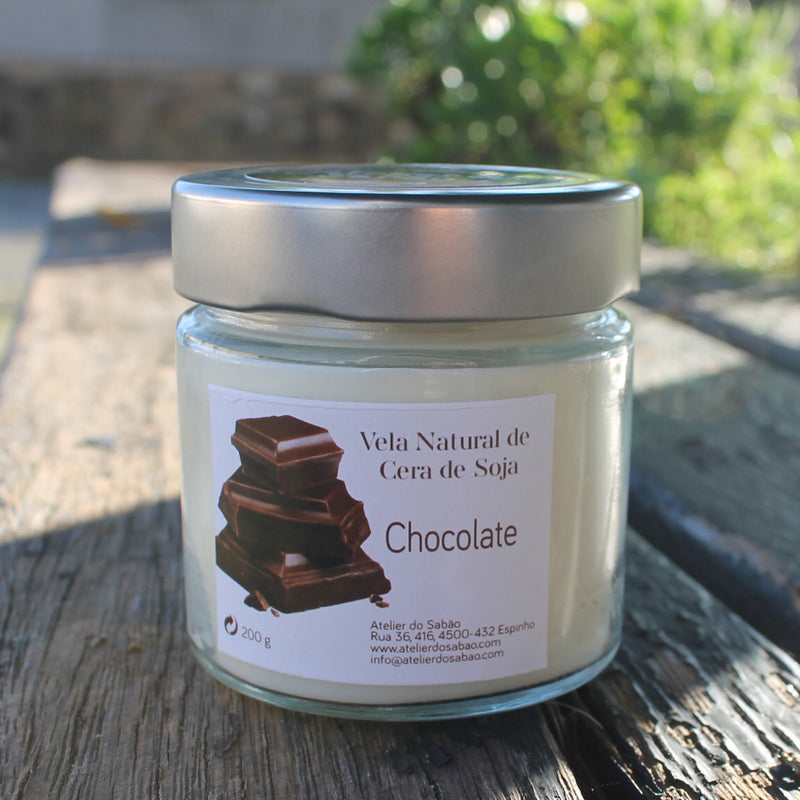 Vela Natural de Cera de Soja - Chocolate - 200 g - Atelier do Sabão