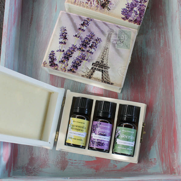 caixa aromaterapia 3 oleos essenciais - Atelier do Sabão