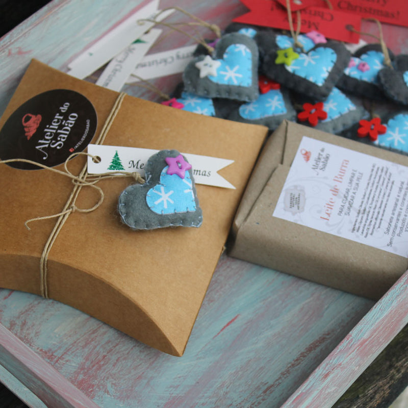Embrulho de Natal em caixa Kraft para 1 sabonete - Atelier do Sabão