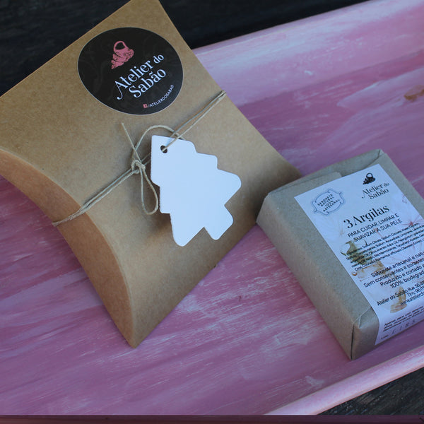 Embrulho de Natal em caixa Kraft para 1 sabonete - Atelier do Sabão
