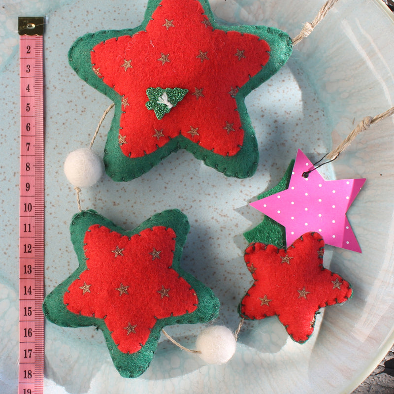 Atrapa Sonhos de Estrelas em feltro de Natal- Feito à mão - Atelier do Sabão